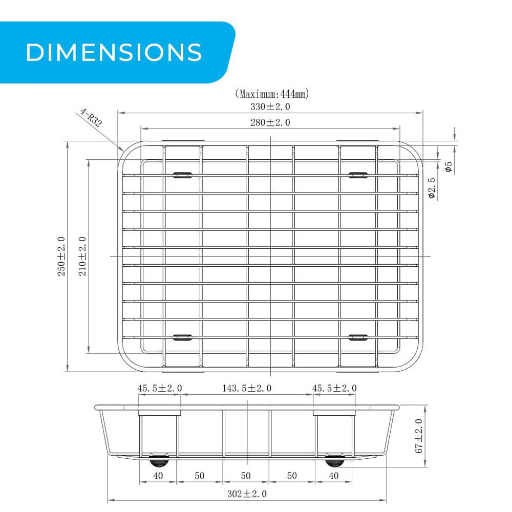 Higold 335mm stainless steel expandable dish drainer basket dimensions guide