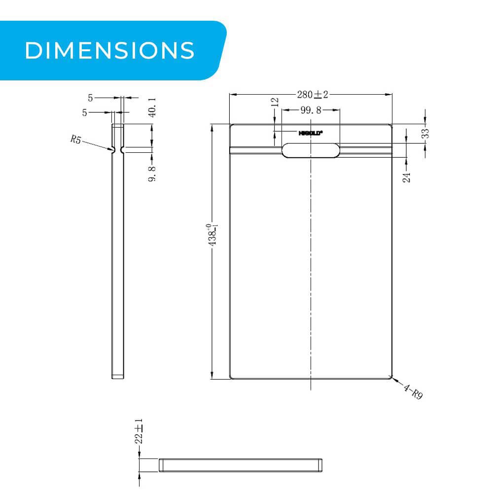 Higold 438mm sapele wood chopping board dimensions guide