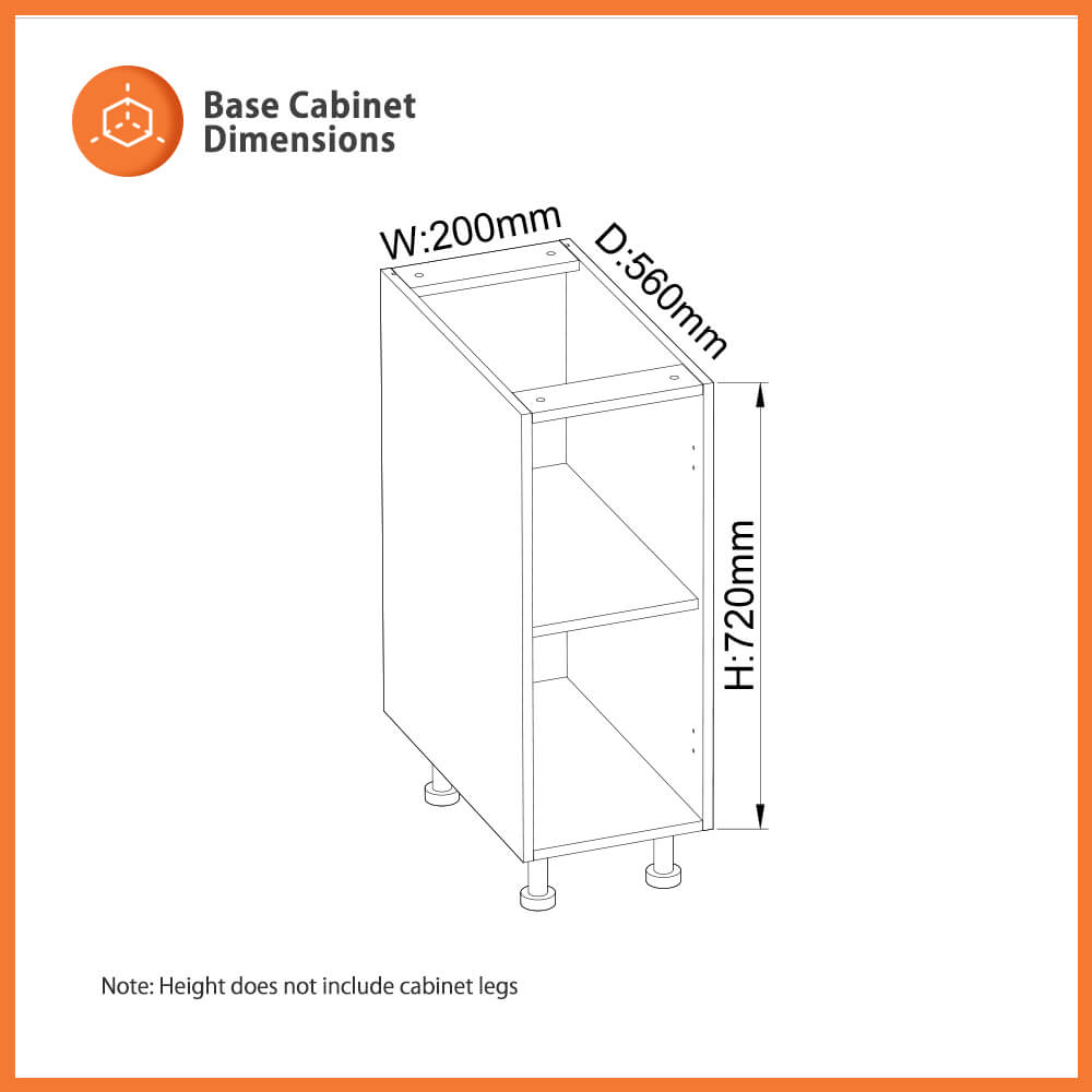 flat pack base cabinet 200mm