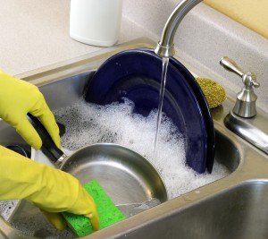 washing dishes